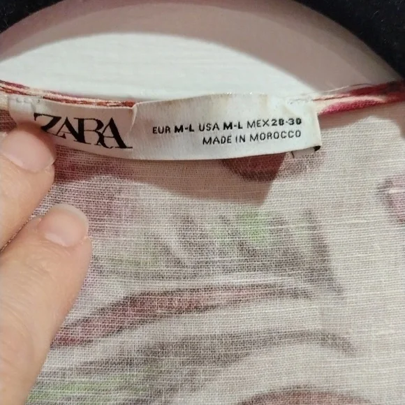 Zara Linen Blend Resort Set Printed Wide Leg Pants XL Tunic Dress M/L Boho - Picture 4 of 17